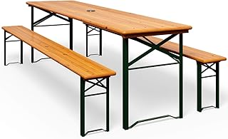 Deuba Bierzeltgarnitur Gartenmöbel-Set Klappbar 170 x 46 x 75cm 2X Bierbänke 1x Biertisch Festzeltgarnitur Biertisch Sitzgarnitur