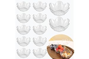 Rowcay 12 Pcs Transparent Sakura Sauce Dishes Set, 3.34x1.37 inch Plastic Cherry Blossom Dipping Bowls, Small Condiment Dishe