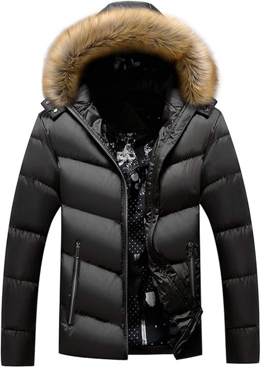 Men's Winter Puffer Jacket Thicken Parka Jacket Faux Fur Outerwear Warm