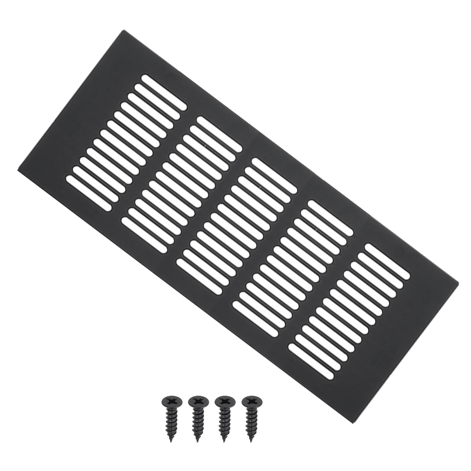 PATIKIL 9 x 4 Inch Door Air Vent Cover, Aluminum Grille Ventilation Cover Louvered with Mounting Screws for Cabinet Wardrobe Door, Black