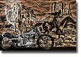 Harley Davidson Knucklehead Ghostrider Western Skull Art Print