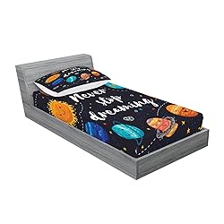 Ambesonne Saying Fitted Sheet & Pillow Sham