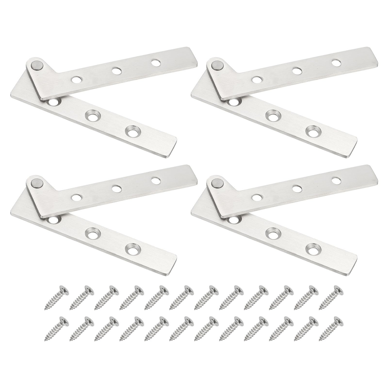 PATIKIL Door Pivot Hinges, 4 Set 360 Rotating Hidden Door Hinges Up Down Shaft Hardware M Size for Secret Door, Bookcase, Silver Tone