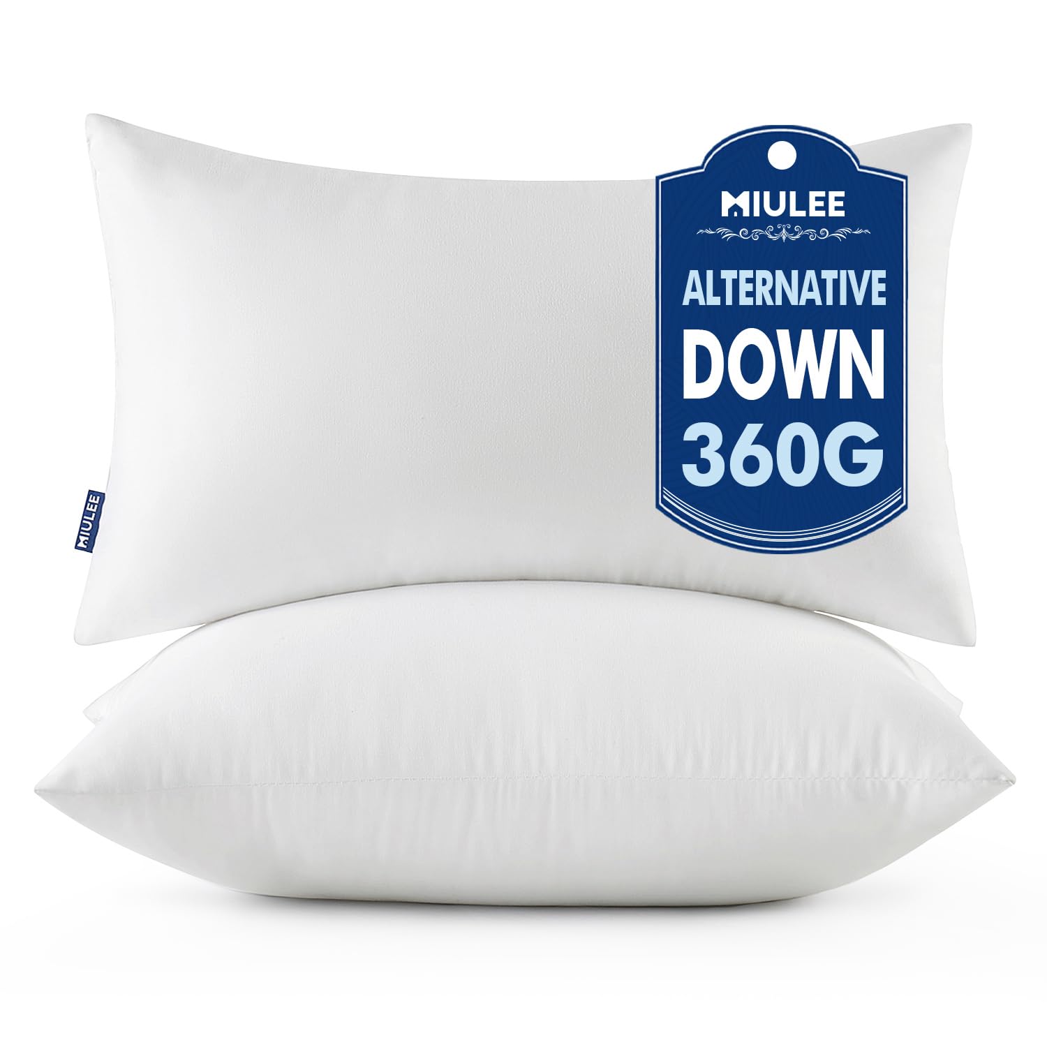 MIULEE Throw Pillows Inserts, Pack of 2 12x20 Inch 100% Virgin Fiber Filling Bed Couch Pillows