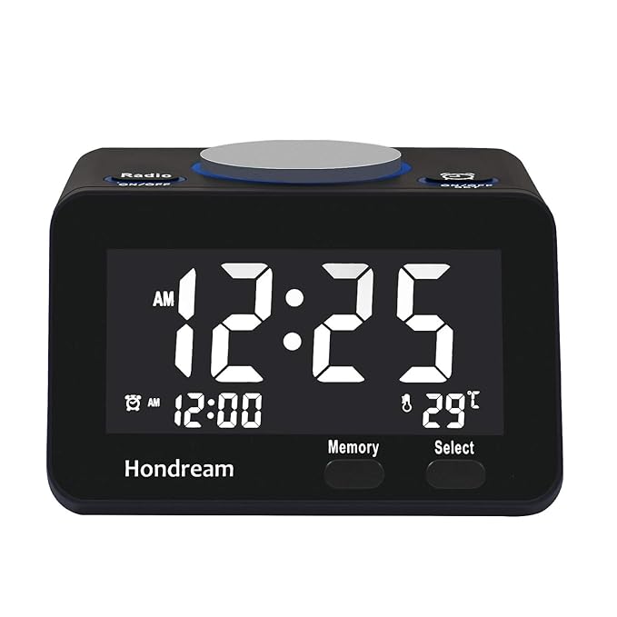 Hondream Digital Alarm Clock Radio with FM radio, USB Charger, Dimmer