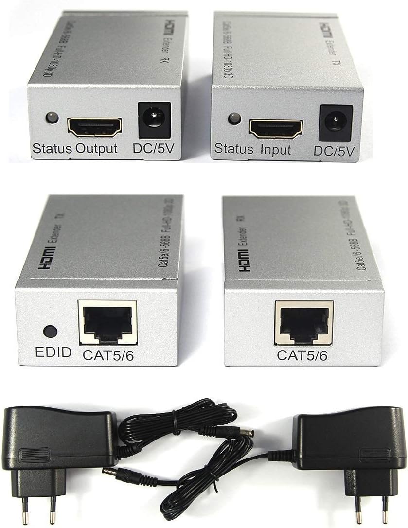 Supreme Deals HDMI Extender/Extension RX Receiver TX Transmitter HDMI Repeater Connector Convertor Dual RJ45 CAT5e CAT6 LAN Ethernet Network Cable Upto 60 m for HDTV, CCTV, Projector, DVD, DVR, PS3