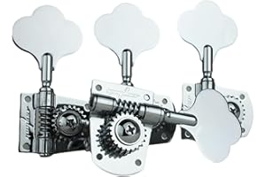 Guyker Bass (4 for Right) Machine Head - 1:21 Ratio Gear Open Frame Tuners Tuning Key Pegs Replacement for Electric Jazz Guitar Bass or Precision Instruments, Chrome
