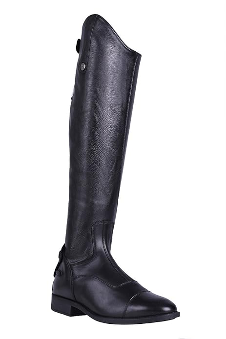 QHP Herren Reitstiefel Hugo Rindsleder/Polyurethan Schwarz Größe 42-46