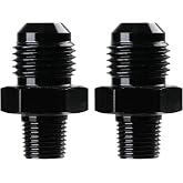 Ucreative 6AN Male Flare to 1/8" NPT Fitting Adapter Aluminum Black 2PCS