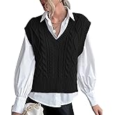 Sweater Vest for Women V Neck Sleeveless Knit Solid Casual Ribbed Preppy Pullover Tops