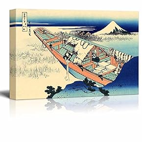 Thirty-six Views of Mt. Fuji: Ushibori in Hitachi Province by Katsushika Hokusai - Canvas Print Wall Art Famous Painting Reproduction - 12" x 18"
