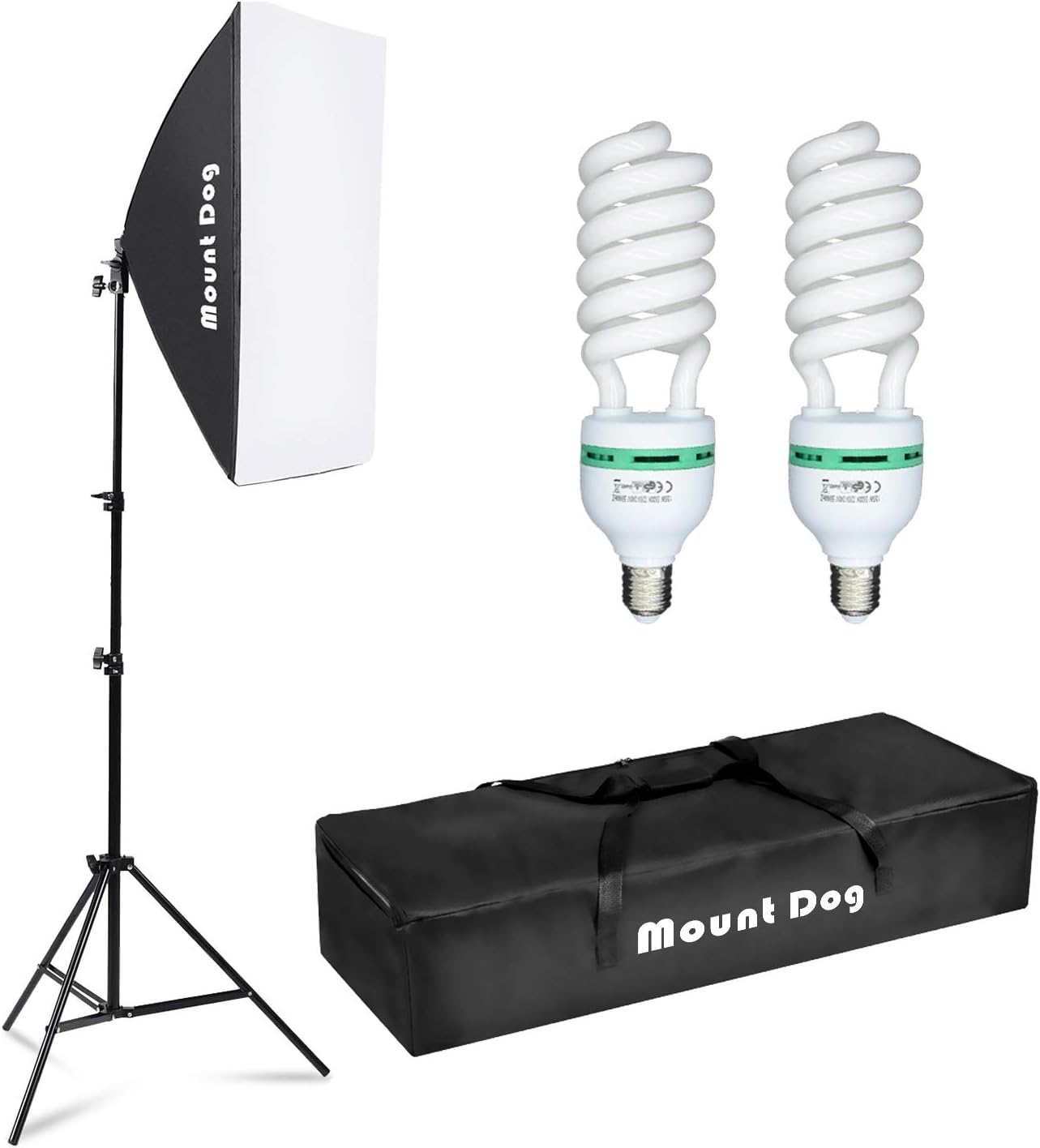 MOUNTDOG Softbox Lighting Kit Photography Continuous Lighting 20"X28" Professional Photo Light Equipment with 2pcs 95W E27 Socket 5500K Video Lighting Bulb for Filming Portraits Shoot