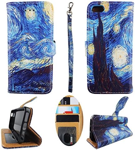 For iPhone SE / 5S / 5G / 5 Wallet Case Flip Case the Starry Night Art Premium Synthetic Leather ID Pouch Credit Card Cash Holder Folding Light Cover Kickstand Sheild Case iphone case with card holder