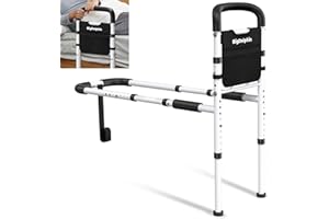 BIGDOLPHIN Bed Rails for Elderly Adults Safety 2026 Upgrade - ASTM-Certified Adjustable Bed Cane Supports 350LBS with Non-Slip Grip & Storage Pocket, Tool-Free Assembly Stable Bed Assist Rails for Seniors
