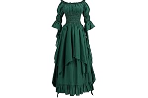 LTAKK Renaissance Dress Women Medieval Costume Victorian Dresses Pirate Skirt Fairy Witch Dress