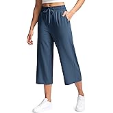 Soothfeel Women's Capri Pants Loose High Waisted Wide Leg Lightweight Travel Hiking Pants for Women Casual Summer with Pocket