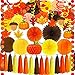 Supla 33 Pack Fall Thanksgiving Party Decorations Set – Fall Hanging Maple Leaves Pumpkins Swirl Paper Pom Poms Paper Fans Paper Lanterns Tassel Garland Honeycomb Pumpkins Circle Dots Paper Garland
