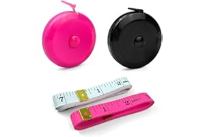 FKEYTO 4 Pack Tape Measure Measuring Tape Tool for Body Fabric Sewing Tailor Cloth Knitting Home Craft Measurements, 60-Inch (Rose Red, Black,White)