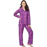 PajamaGram 3X-Large Plus Plaid-Flannel Pajamas Women, Raspberry, Size 24-26