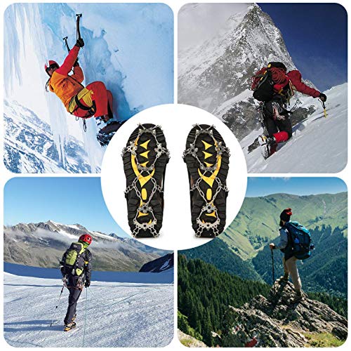 Wirezoll Traction Cleats, Upgraded Version of 19 Teeth Stainless Steel Spikes for Walking, Jogging, or Hiking on Snow and Ice -1 Pair(19 Teeth Black, Medium) - Thumbnail 6