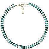 Crystal Rhinestone Choker Collar Necklace for Women Emerald Statement Piece Sparkly Colorful Crystal Neck Gold Chain Necklace