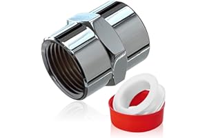 FANOVO Brass Pipe Fitting-1/2" NPT Female×1/2" NPT Female Pipe Coupling-Chrome Plated Shower Head Coupling-Converter Adapter, for Home Plumbing Pipes Connect (1, 1/2" x 1/2" NPT Female)