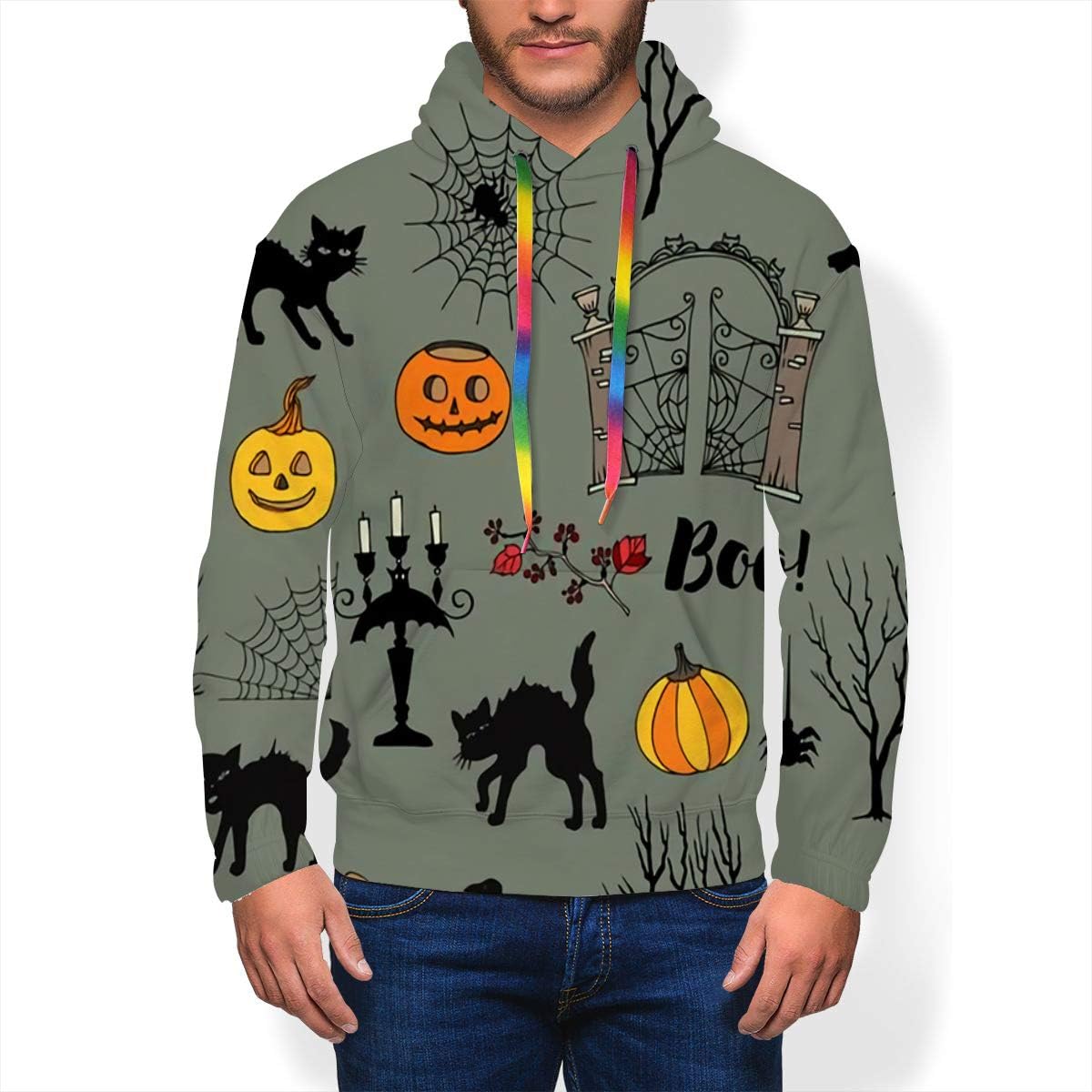Axtuxdell Men's Hoodie Halloween Pullover Sweatshirts for Youth Men S