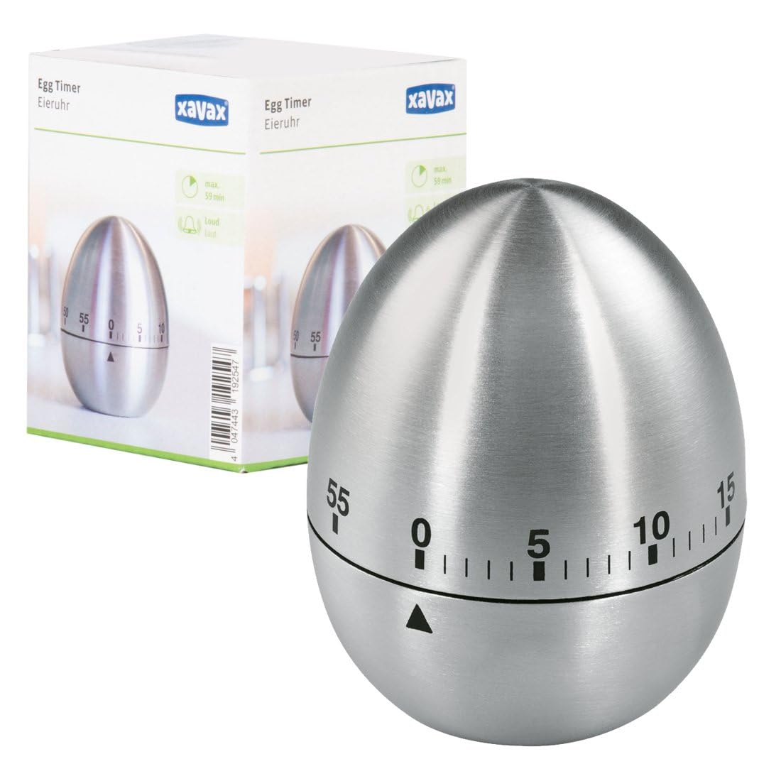 Hama Egg Timer, Stainless Steel, 8.5 x 6.7 x 6.6 cm, Silver