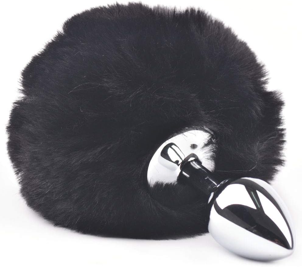 BeHorny Fluffy Bunny Tail Butt Plug, Black - Image 3