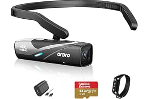 ORDRO EP8 4K Head-Mounted Video Camera, Ultra HD 4K 60FPS Camcorder Vlog Hands Free Wearable Camera, 2-Axis Gimbal Video Stab