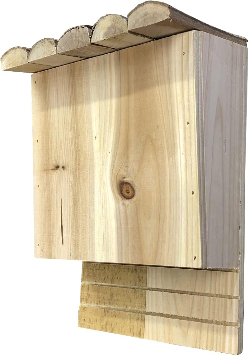 Selections Large Wooden Bat Box Roosting Nesting Single Chamber Grooved Interior