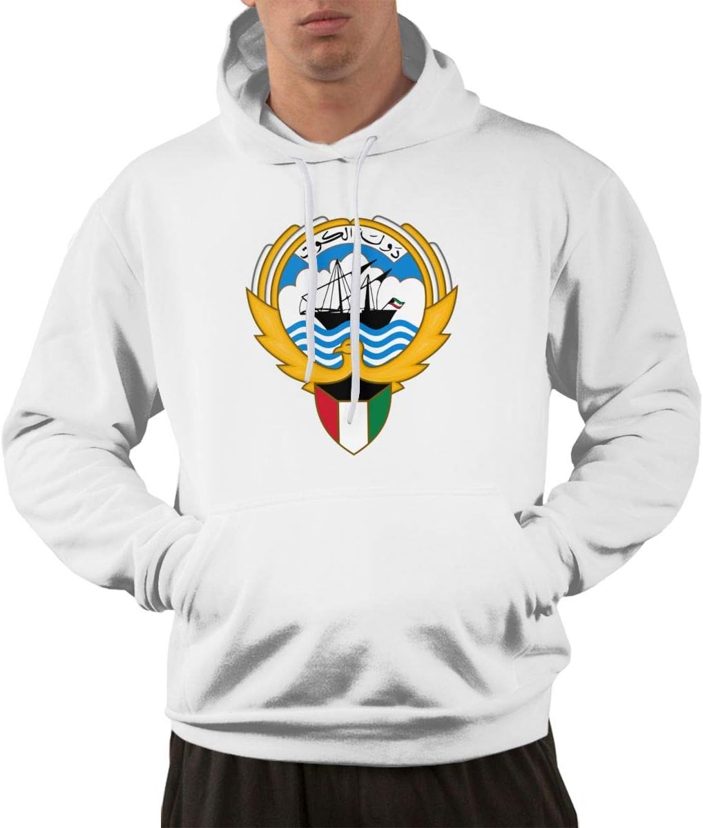 Mosatgi Coat of Arms of Kuwait Men's Casual Pullover Hoodies Hooded Sweatshirts Black