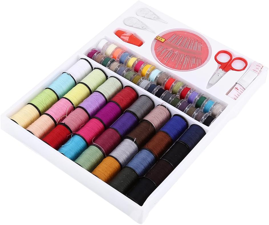 SEWING KIT, Needles Thread Scissors Set Home Travel Campers Emergency Premium Gift, 64pcs Pack