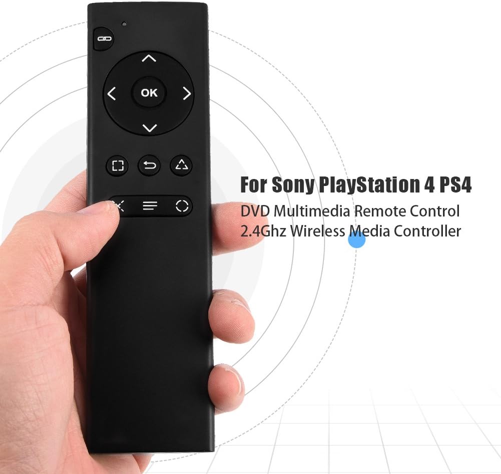 Tosuny Multimedia Remote Control for Sony PlayStation 4 PS4 DVD, 2.4Ghz Wireless Media Controller with USB Receiver for PS4 - Black - Image 4