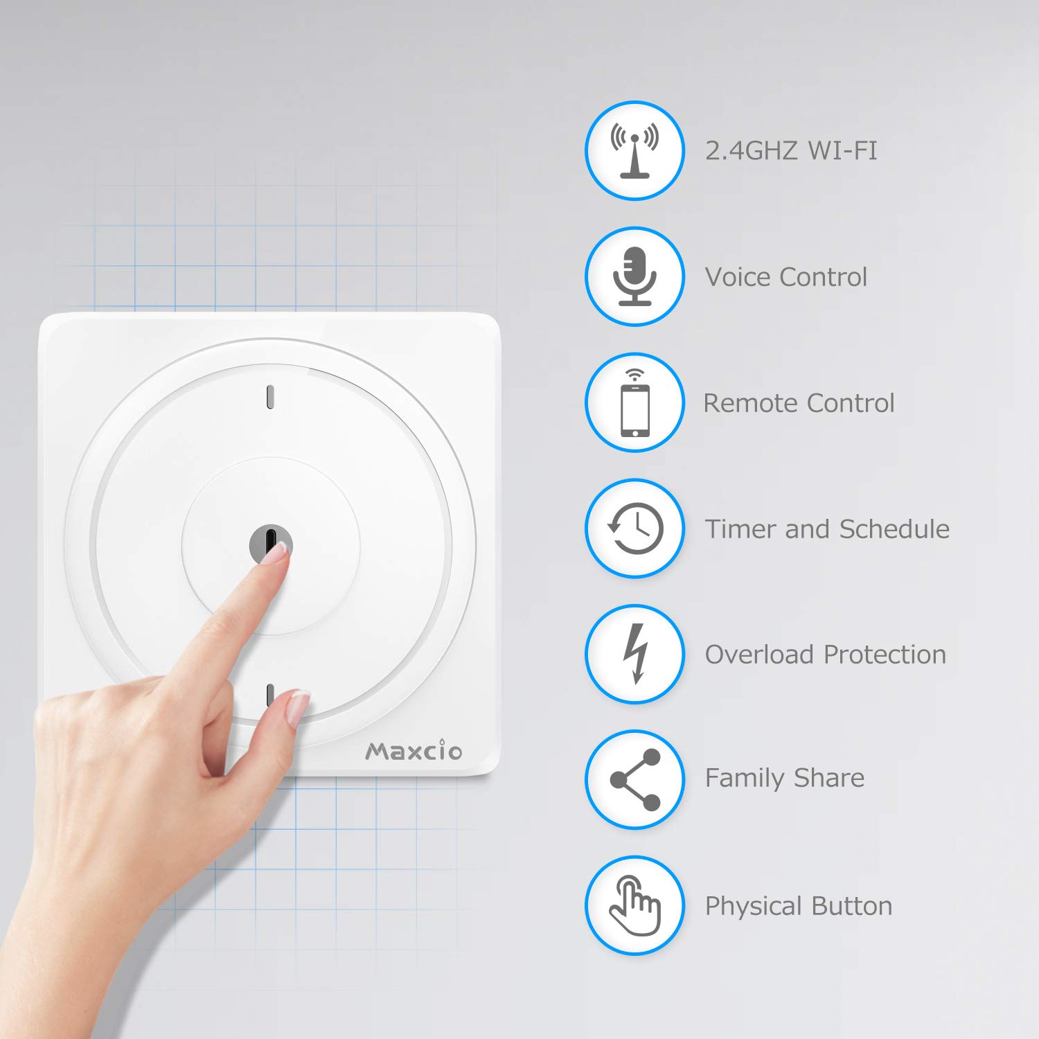 Neutral Requerido Maxcio Interruptor Pared Wifi 2 Gang Compatible