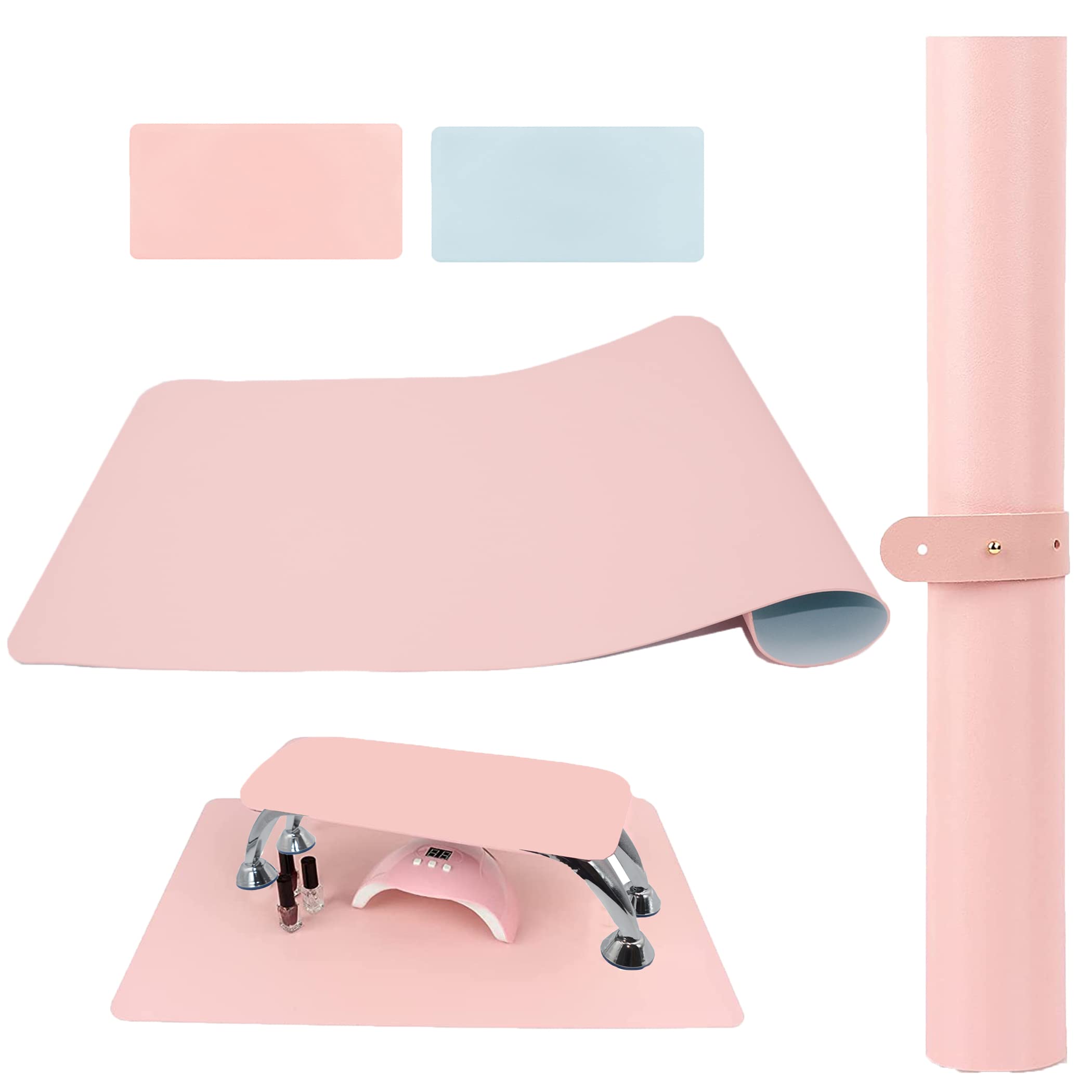 (MAT ONLY) White Nail Arm Rest Mat, AMOYUN Double-sided Nail Art Table Pad for Manicure Pillow Nail Cushion Soft Microfiber Leather Nail Mat Nail Desk Pad Nail Technician Accessories for Nail Salon