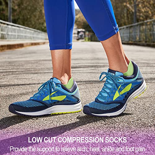 cuangya Ankle Socks Women Running No Show Compression Socks Low Cut Athletic Cushioned 5-Pairs