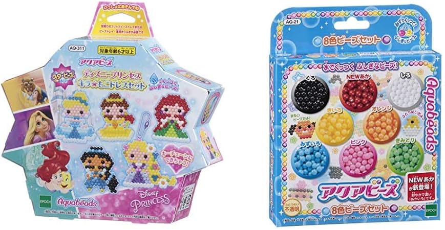 Amazon アクアビーズ ディズニープリンセス キラ もこ ドレスセット アクアビーズ 8色ビーズセット セット買い メイキングトイ おもちゃ