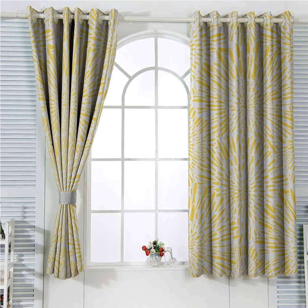 HELLOLEON Yellow Grommet Curtains 63 Inches Long Yellow