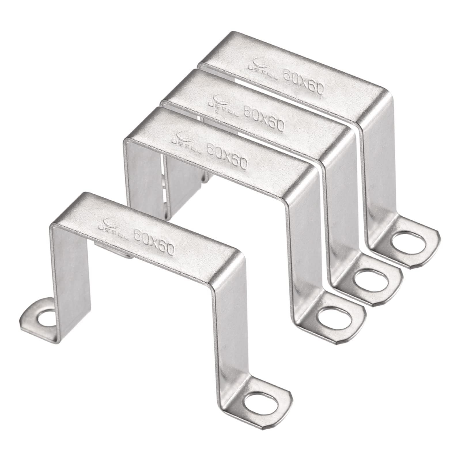 Unifizz 58 x 62mm U Shaped Strut Connector Bracket 304 Stainless Steel Door Closed Bar Holder 4pcs — image 1