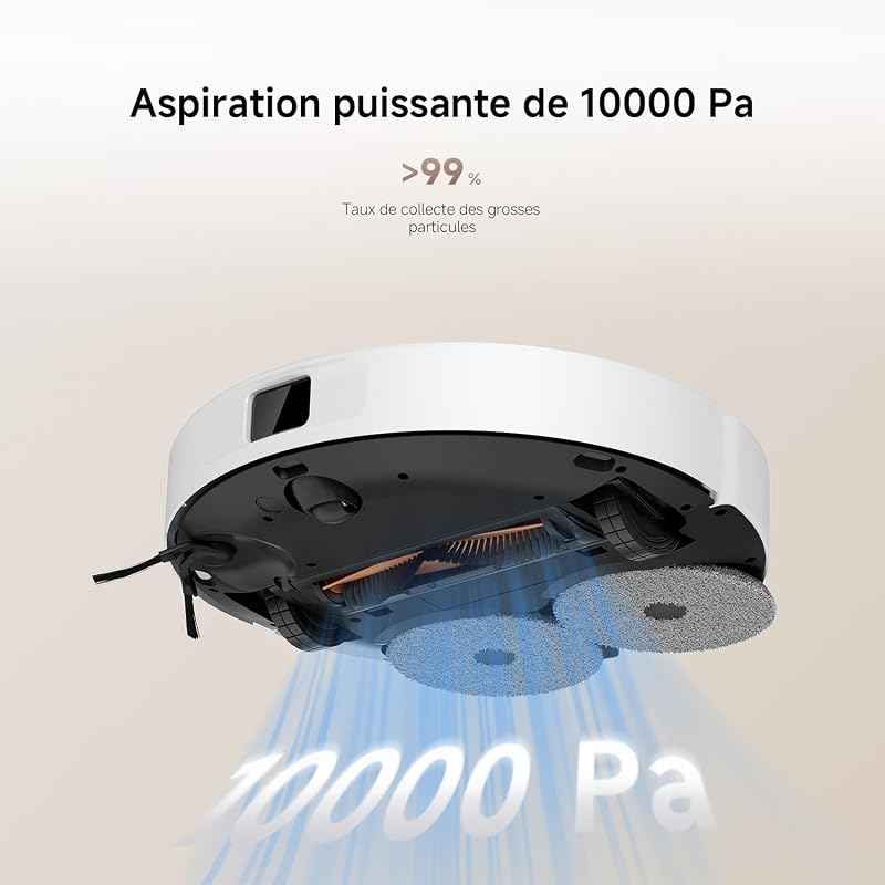 H50 Aspirateur Robot Laveur, Serpillière Relevable, 10000 Pa