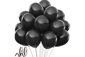 GYIPFIPA Black Balloons 100 Pack 12 Inch Pearlescent Black Latex Balloons for Green Themed Wedding Graduation Anniversary Birthday Party Backdrop Decorations