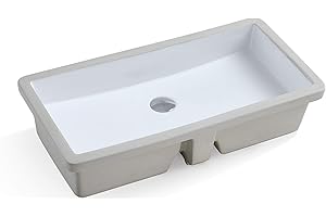 KINGSMAN Durable 27.9 Inch Rectrangle Undermount Vitreous Ceramic Lavatory Vanity Bathroom Sink Pure White (27.9 INCH)