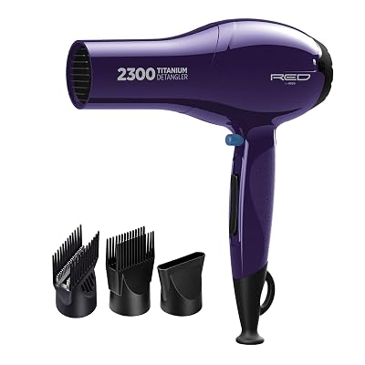 RED by Kiss Titanium 2300 Detangler Hair Dryer – Double Comb Layer Technology, 4X Faster Straightening, High Heat Resistant, Better Heat Distribution, 3 Bonus Titanium Detangler Piks, All Hair Types
