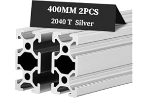 2pcs 15.75 inch 400mm 2040 T Slot Aluminum Extrusion Profile European Standard Anodized Silver Extruded Linear Rail Guide Frame for 3D Printer Laser Engraving Machine CNC Workbench DIY BELLA BAYS