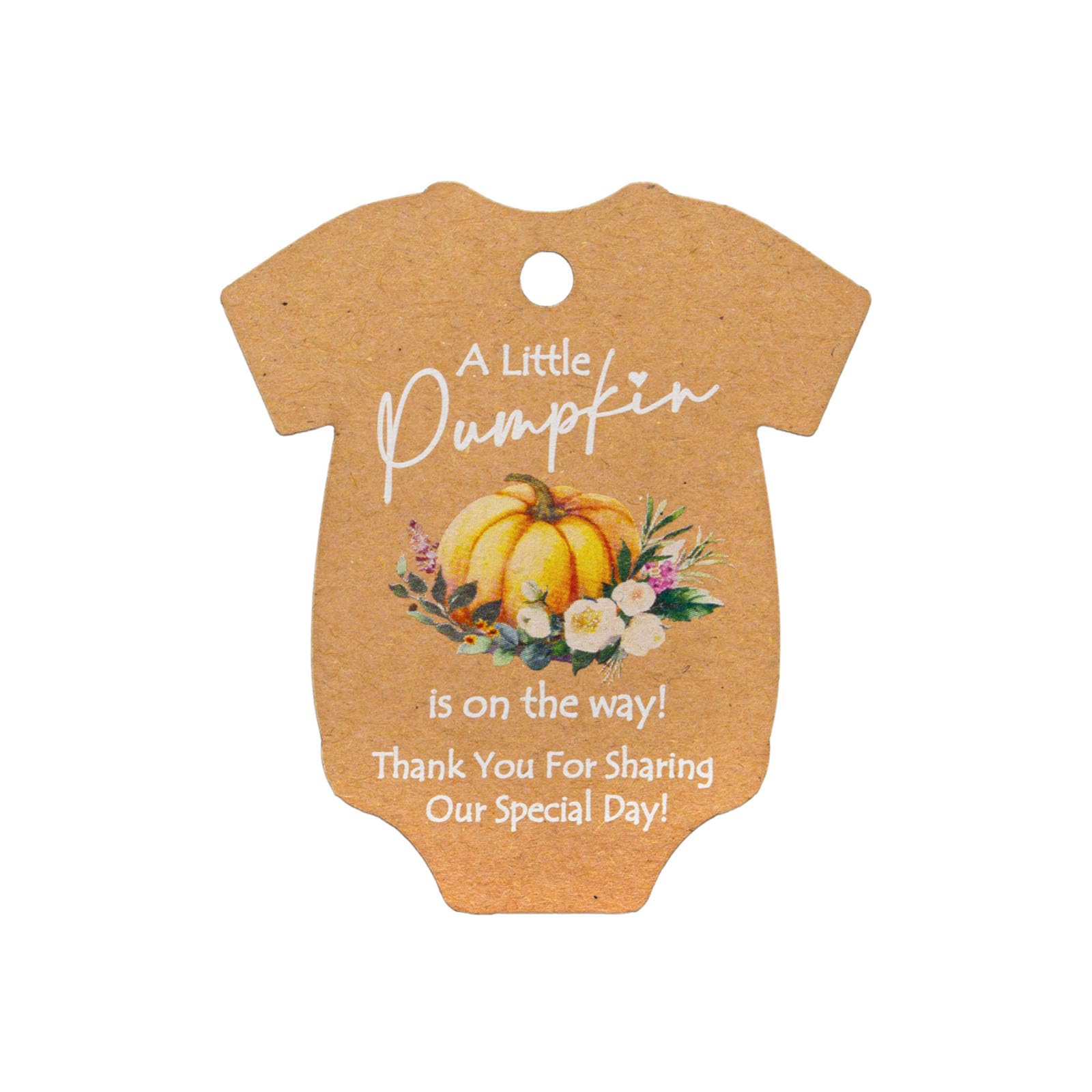 Summer-Ray 50pcs A Little Pumpkin is on the Way Baby Shower Thank You for Sharing Our Special Day Gift Tags (Kraft Card with Orange Pumpkin)