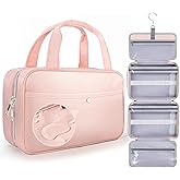Chakipee Travel Hanging Toiletry Bag for Women - Waterproof Toiletries Bag Cosmetic Organizer Lightweight Bathroom with Clear