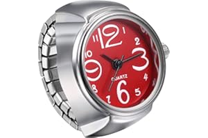 Ibohevo Women Finger Watch Rings: Unisex Vintage Waterproof Men Finger Ring Clock Set Analog Arabic Numerals Dial Novelty Quartz Watches with Elastic Band