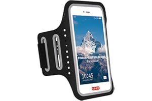 MOVOYEE Phone Armband for Running iPhone Armband Cell Phone Holder iPhone 15 14 13 12 11 Pro Max Xs Xr X 8 7 6 Plus SE with Fingerprint Touch ID&Key Pouch,Black Arm Band Fit Men Women Sport Workout