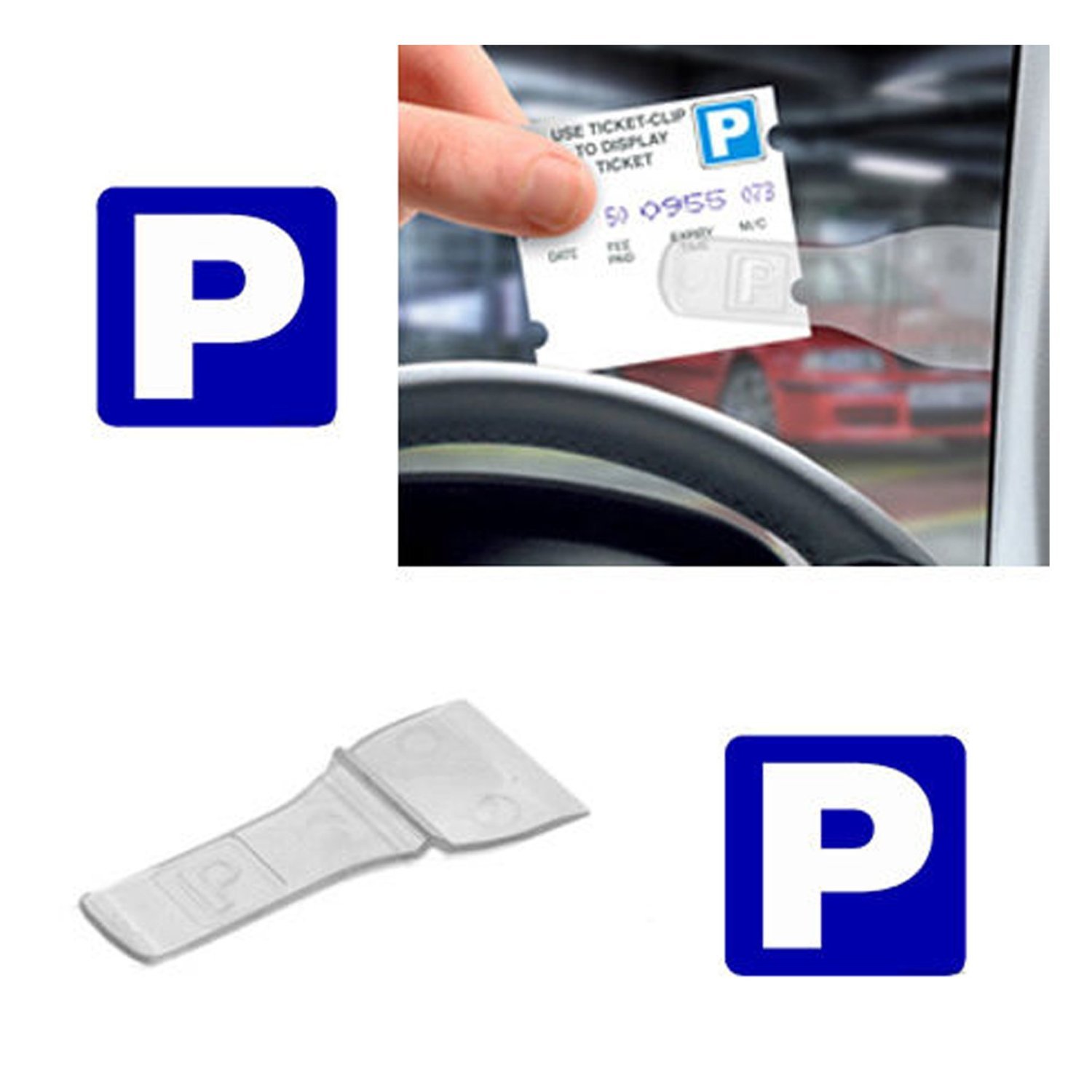 4 x Car Windscreen Parking Ticket Permit Pass Holder Clip (4 Pack